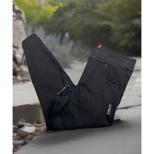 Spanx Distressed Black High Rise Jean Look‎ Shapewear Raw Hem 1x Jeggings EUC